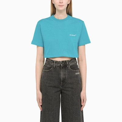 Shop Off-white ™ Cropped T-shirt In Blue