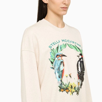 Shop Stella Mccartney Sweatshirt With Embroidery In Beige