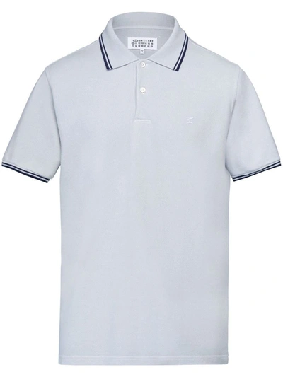 Shop Maison Margiela Cotton Polo Shirt In Clear Blue