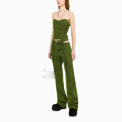 Shop Andersson Bell Denim Cut-out Jeans In Green
