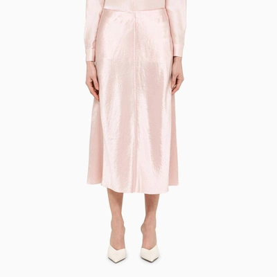 Shop Vince Satin Midi Skirt In Pink