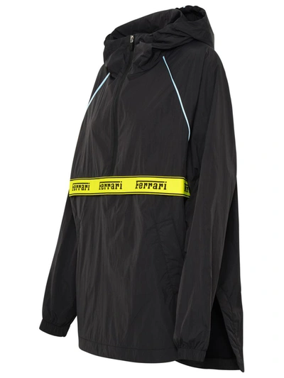 Shop Ferrari Black Polyester Anorak Jacket