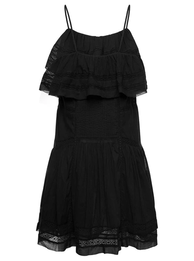 Shop Isabel Marant Étoile Black Tiered Sleeveless Minidress With Ruffles In Cotton Woman