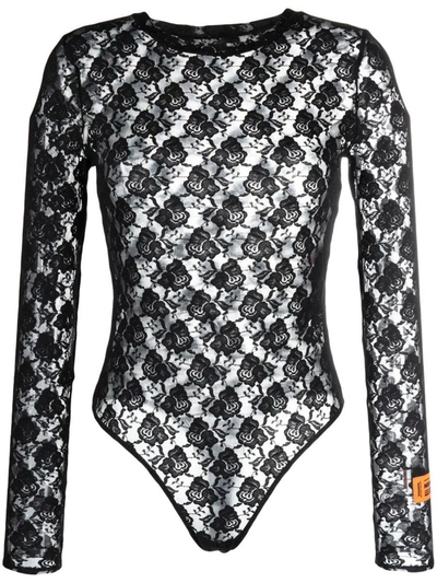 Shop Heron Preston Lace Bodysuit In Black