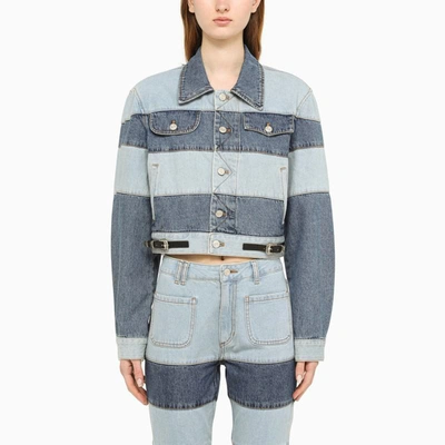 Shop Andersson Bell Two-tone Denim Jacket In Light Blue
