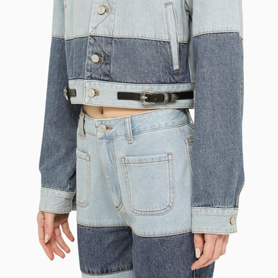 Shop Andersson Bell Two-tone Denim Jacket In Light Blue