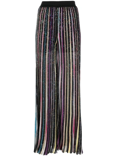 Shop Missoni Sport Striped Wide-leg Trousers In Black