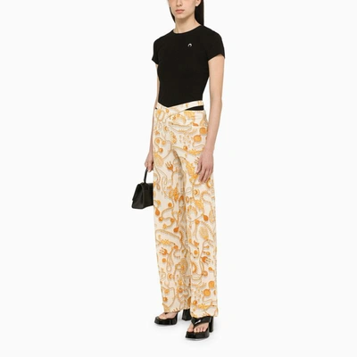 Shop Marine Serre Ivory/gold Stretch Trousers In White