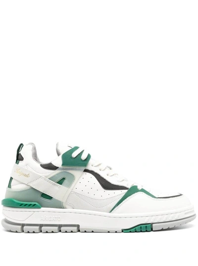 Shop Axel Arigato Black And Green 'astro' Low-top Sneakers In Calf Leather In White