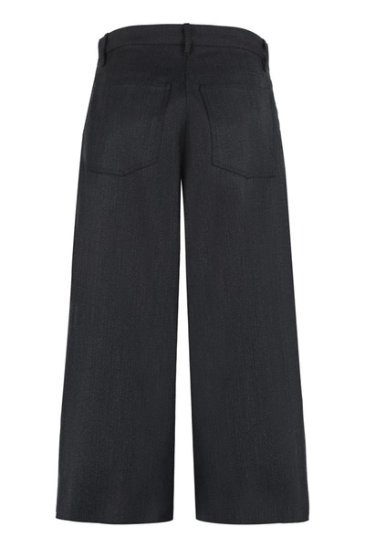 Balenciaga Black Wide Leg Wool Culottes In Black