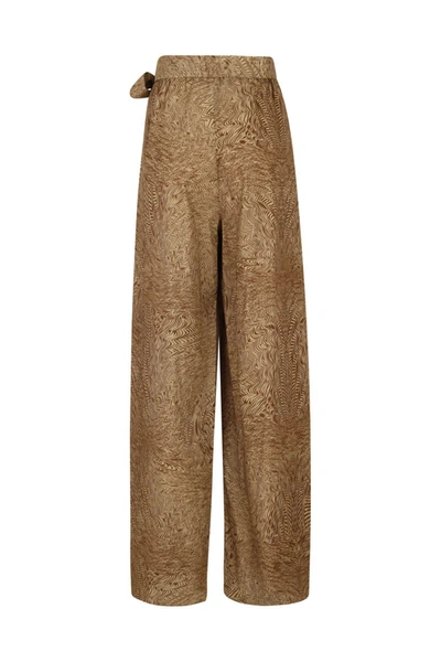 Shop Federica Tosi Palace Pants With Wide Slits In Beige