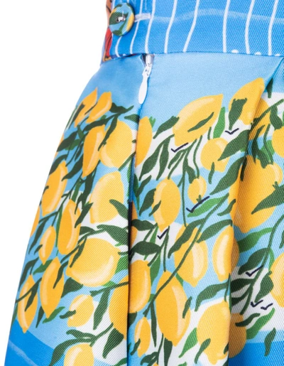 Shop Alessandro Enriquez Bell Long Skirt With Lemons Print In Blue