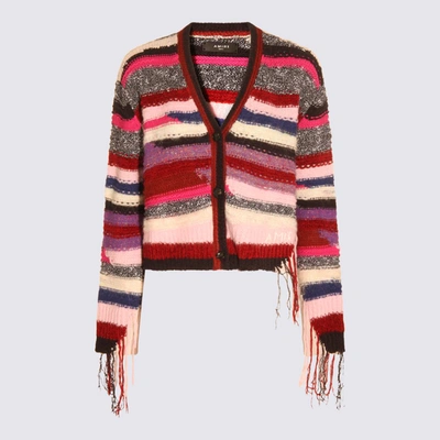 Amiri Cardigan In Multicolor Cotton And Nylon In Purple
