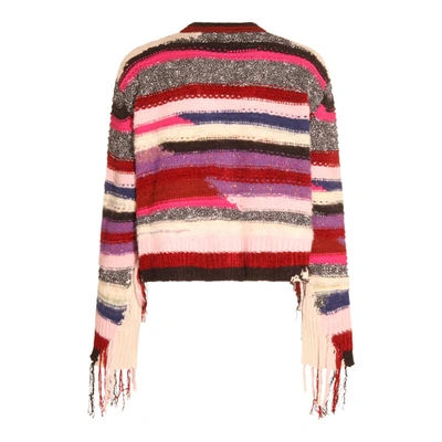 Amiri Cardigan In Multicolor Cotton And Nylon In Purple