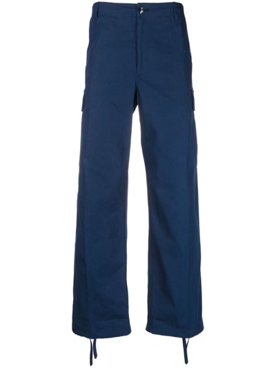 Shop Kenzo Cotton Trousers In Blue