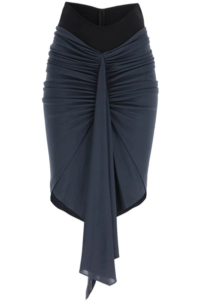 Shop Alaïa Alaia Asymmetric Hem Draped Jersey Skirt In Grey