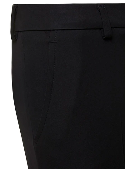 Shop Pt Torino Black Cropped Flared Jaine Pants In Wool Woman