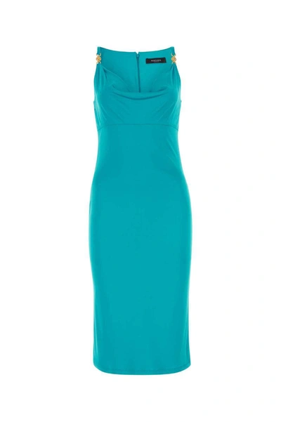 Shop Versace Dress In Light Blue