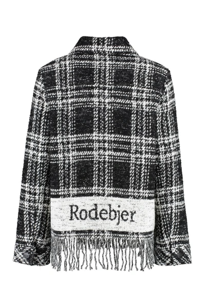 Shop Rodebjer Olivia Logo Checked Wool Jacket In Black