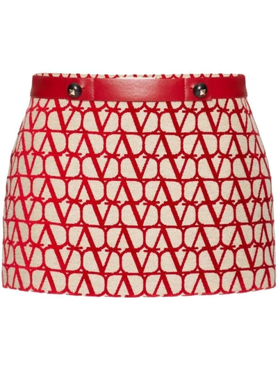 Shop Valentino Toile Iconographe Mini Skirt In Red