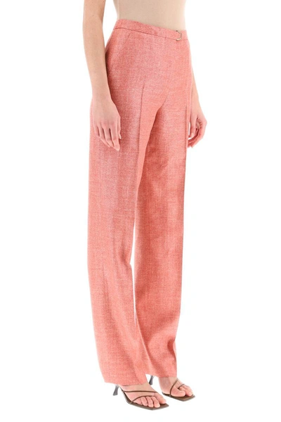 Shop Agnona Silk, Wool And Linen Trousers In Pink