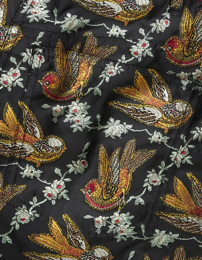 Shop Etro Jacquard Shorts With Birds All-over In Black