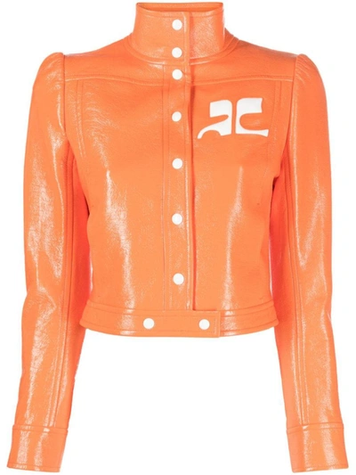 Shop Courrèges Short Jacket Clothing In Yellow &amp; Orange