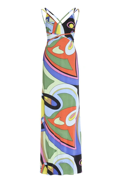 Shop Moschino Printed Maxi Dress In Multicolor