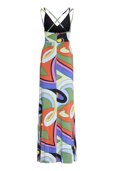 Shop Moschino Printed Maxi Dress In Multicolor
