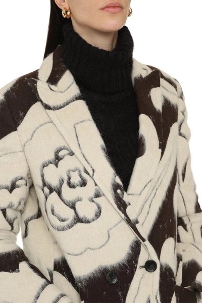 Shop Etro Wool Blend Double-breasted Coat In Brown
