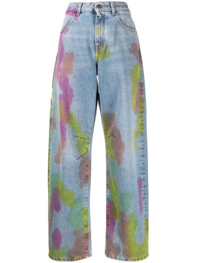 Shop Palm Angels Jeans With Print In Multicolour
