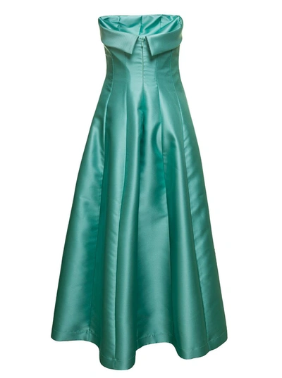 Shop Plain Sleeveless Dress In Green Mikado Woman