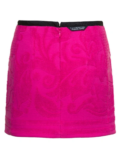 Shop Marine Serre Fuchsia Miniskirt With All-over Jacquard Motif In Cotton Woman In Fuxia