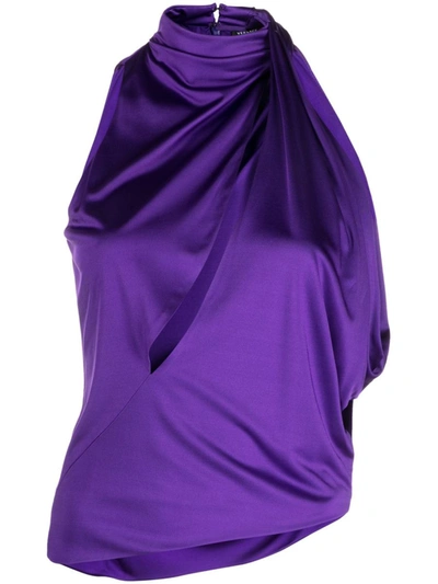 Shop Versace Sleeveless Top In Purple