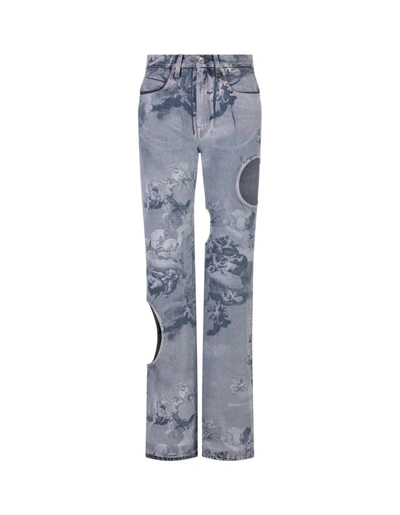 Shop Off-white Cut-out Meteor Baggy Jeans In Blue