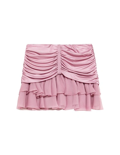Shop Blumarine Pleated Mini Skirt With Ruffles In Pink