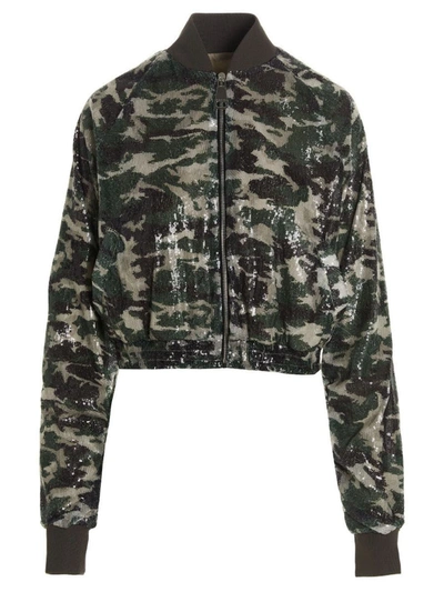 Shop Khrisjoy Sequin Bomber Jacket In Green