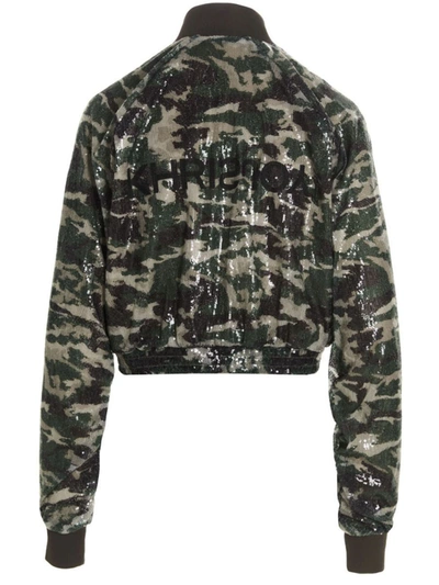 Shop Khrisjoy Sequin Bomber Jacket In Green