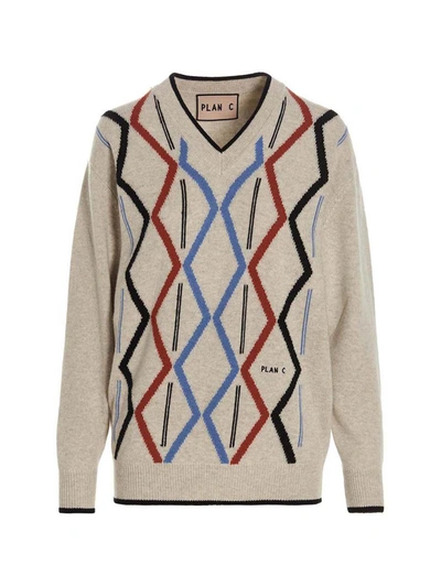 Shop Plan C Jacquard Sweater In Multicolor