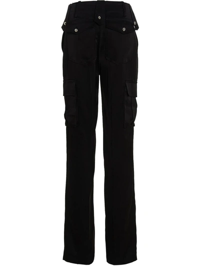 Shop David Koma Satin Cargo Pants In Black