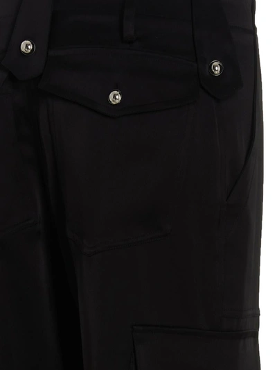 Shop David Koma Satin Cargo Pants In Black