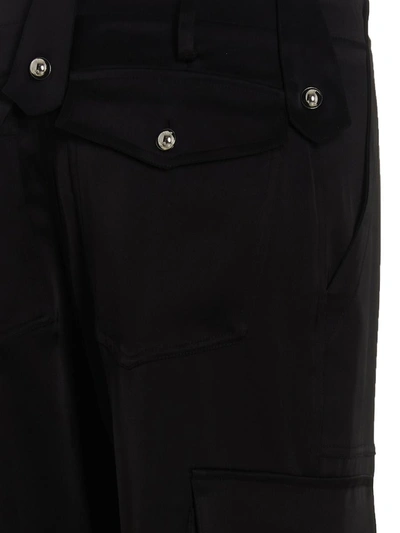 David Koma Satin Cargo Pants Belt Loops In Black