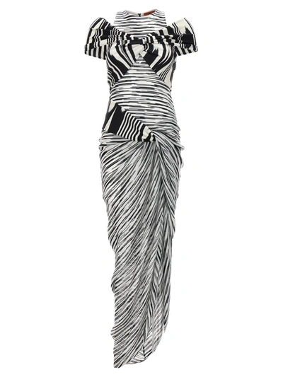 Shop Missoni Sport Geometric Patterned Long Dress In White/black