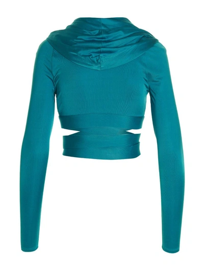 Shop Versace 'biggie' Hooded Top In Light Blue