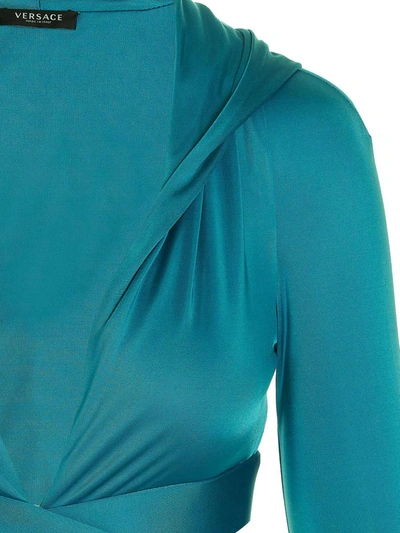 Shop Versace 'biggie' Hooded Top In Light Blue