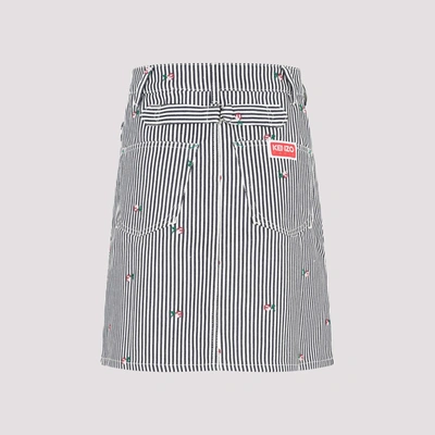 Shop Kenzo Rinse Stripe Short Denim Skirt In Blue