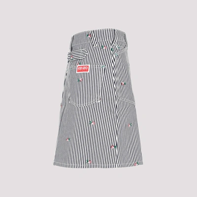 Shop Kenzo Rinse Stripe Short Denim Skirt In Blue