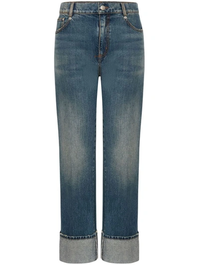 Shop Alexander Mcqueen High Waisted Denim Jeans In Blue