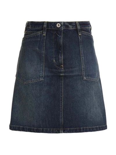 Shop Kenzo Denim Skirt In Blue