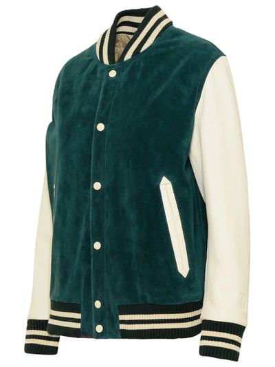 Shop Drm Green Suede Bomber Jacket